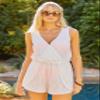 BECCA Women's Standard Breezy Basics Romper, V-Neck, Casual, Beach Cover Ups, White view 4
