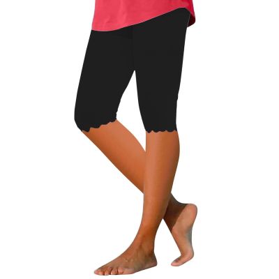 AMIMOJY Lightning Deal Plus Size Capris for Women High Waisted Tummy Control Stretch Tight Leggings 2024 Summer Knee Length Yoga Capris Tummy Control Leggings, Small, 03-black