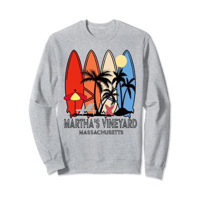 Martha's Vineyard Massachusetts Retro Surfboard Vintage Sweatshirt