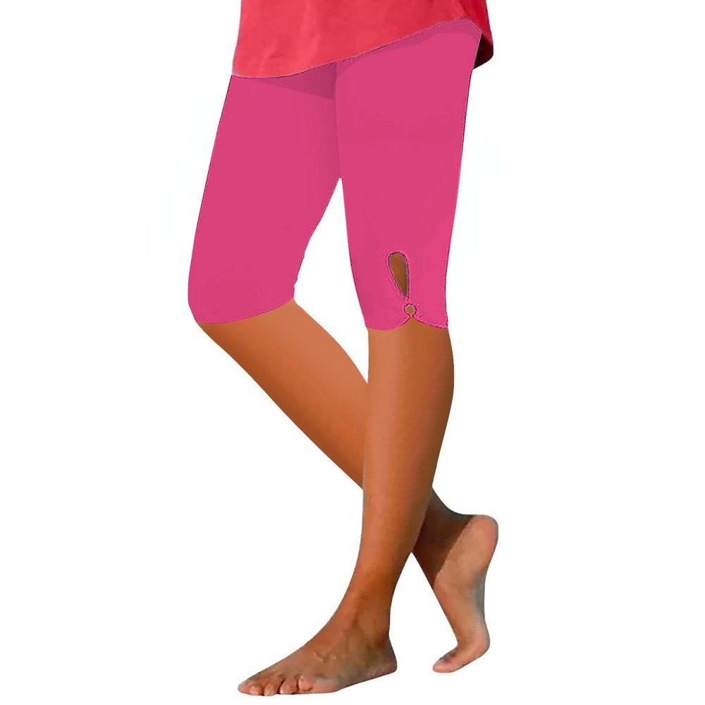 AMIMOJY Gift Sets for Women Clearance Plus Size Capris for Women High Waisted Tummy Control Stretch Tight Leggings 2024 Summer Knee Length Yoga Capris Black Leggings Women, Small, 01-hot Pink