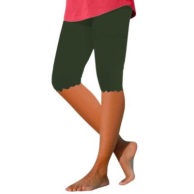 AMIMOJY Womens Plus Size Capris High Waisted Tummy Control Stretch Tight Leggings 2024 Summer Knee Length Yoga Capris Leggings for Women Tummy Control, Small, 03-dark Green