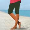 AMIMOJY Womens Plus Size Capris High Waisted Tummy Control Stretch Tight Leggings 2024 Summer Knee Length Yoga Capris Leggings for Women Tummy Control, Small, 03-dark Green view 2