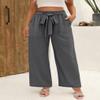Angerella Women Summer High Waisted Lightweight Palazzo Pants Solid Color Wide Leg Long Lounge Pant Trousers with Pockets,Darkgray L view 2