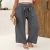 Angerella Women Summer High Waisted Lightweight Palazzo Pants Solid Color Wide Leg Long Lounge Pant Trousers with Pockets,Darkgray L view 4
