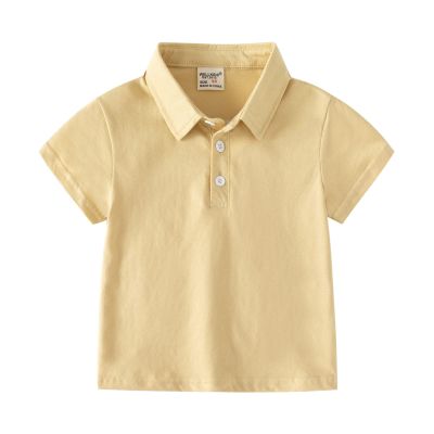 Ikevan Baby and Toddler Boys Classic Short Sleeve Polo Shirt Summer Solid Color Dress Shirt Top (Beige, 3-4 Years)