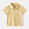 Ikevan Baby and Toddler Boys Classic Short Sleeve Polo Shirt Summer Solid Color Dress Shirt Top (Beige, 3-4 Years) view 2