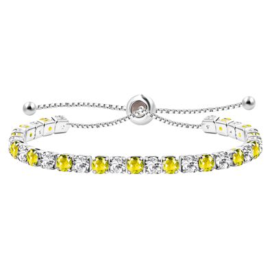 Uloveido Round CZ Tennis Bracelet - Elegant Crystal Tennis Bracelet Set for Women, Adjustable Slider Bolo Clasp Crystal Braclets YA4375 (Yellow-White)