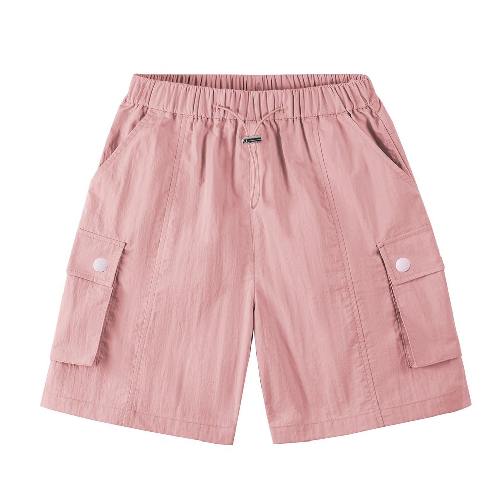 Rolanko Girls Cargo Shorts Lightweight Parachute Short Pants with Pockets Summer Cargo Shorts for Kids Casual Hiking Sports (Pink, 10-11 Years)