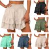 Generic Cute Ruffle Shorts for Women Summer Linen Shorts Flowy Casual Shorts Lightwieght Elastic Waist Shorts Athletic Shorts Khaki, XX-Large view 1