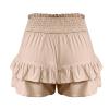 Generic Cute Ruffle Shorts for Women Summer Linen Shorts Flowy Casual Shorts Lightwieght Elastic Waist Shorts Athletic Shorts Khaki, XX-Large view 3