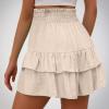 Generic Cute Ruffle Shorts for Women Summer Linen Shorts Flowy Casual Shorts Lightwieght Elastic Waist Shorts Athletic Shorts Khaki, XX-Large view 4