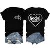 Women's Social Worker Love Heart Graphic T Shirt Caring Encouraging Kind Letter Printed Front and Back Graphic Tee Black view 1
