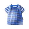 Ikevan Toddler Baby Boys Girls Striped Color Block Short Sleeve T Shirts Kids Casual Crewneck (Sky Blue, 5-6 Years) view 1
