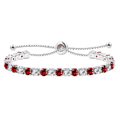 Uloveido Sparkling Stylish Cubic Zirconia Tennis Bracelets for Women - Crystal Tennis Chain Bracelet with Adjustable Slider Bolo Clasp (Red- White)
