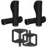 BUCKLOS Black Single Lock-on Mountain Bike Handlebar Grips Ergonomic Anti-Slip Handle Grip and MTB Flat Platform Pedals Nylon Wide Road Bike Pedal view 1