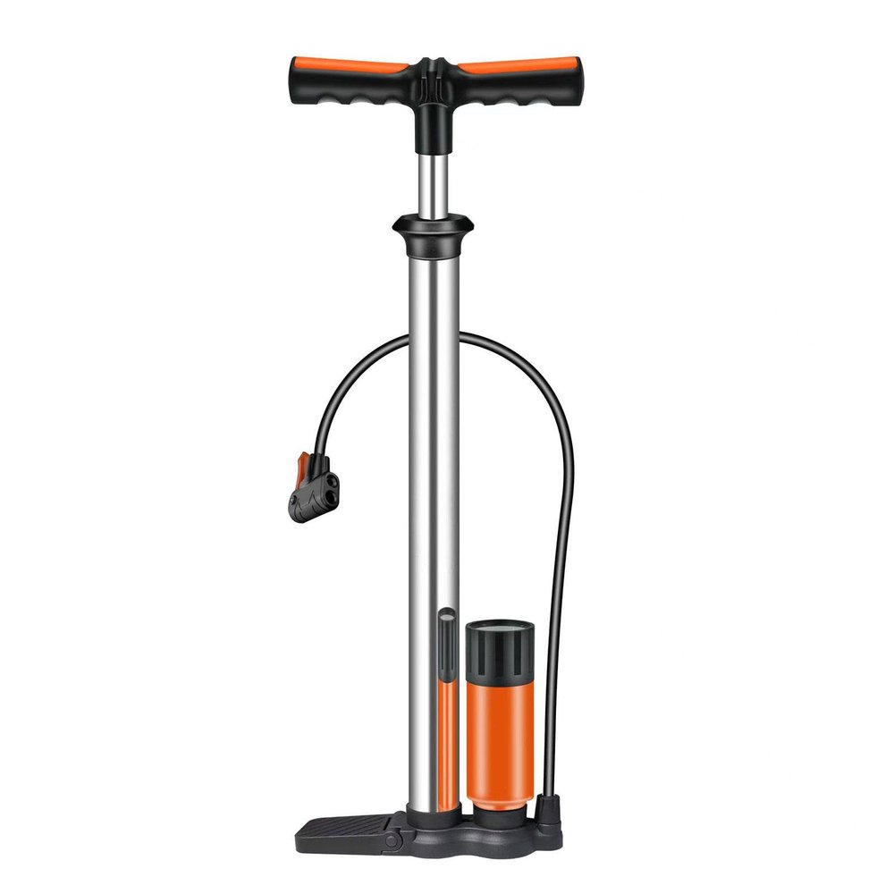 beisup High Pressure Bike Floor Pump, Bicycle Pump, Bike Pump, Stand Pump 160PSI with Presta & Schrader Valves, Bike Air Pump with Ball Pump Needle for Bike Basketball,Silver