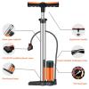 beisup High Pressure Bike Floor Pump, Bicycle Pump, Bike Pump, Stand Pump 160PSI with Presta & Schrader Valves, Bike Air Pump with Ball Pump Needle for Bike Basketball,Silver view 2