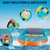 GYMAX Towable Tube for Boating, 2/3 Riders Inflatable Boat Tube for Water Sports to Pull, Boat Tubes with EVA Seat Pads, Dual Tow Points, Full 900D Nylon Cover & Drainage System (Blue, 3 Riders) view 3
