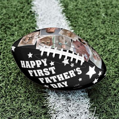 Drawelry Personalized Football - Customized Photo Name American Footballs Regulation Size Leather Football Father's Day Birthday Gift for Men Dad Son and Football Fan (First Father's Day)