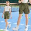 Rolanko Girls Cargo Shorts Lightweight Parachute Short Pants with Pockets Summer Cargo Shorts for Kids Casual Hiking Sports (Green, 10-11 Years) view 2
