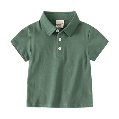 Ikevan Baby and Toddler Boys Classic Short Sleeve Polo Shirt Summer Solid Color Dress Shirt Top (Green, 18-24 Months)