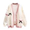FindThy Womens Kawaii JK School Uniform Cardigans Long Sleeve Button Up Cardigan with Pinned Bowknot(1786-Beige-OneSize-LB) view 1