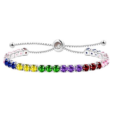 Uloveido Multicolor Cubic Zirconia Tennis Bracelet - Adjustable CZ Tennis Bangle Crystal Stylish and Sparkling Women's Fashion Jewelry YA4375 (Multi Colors)