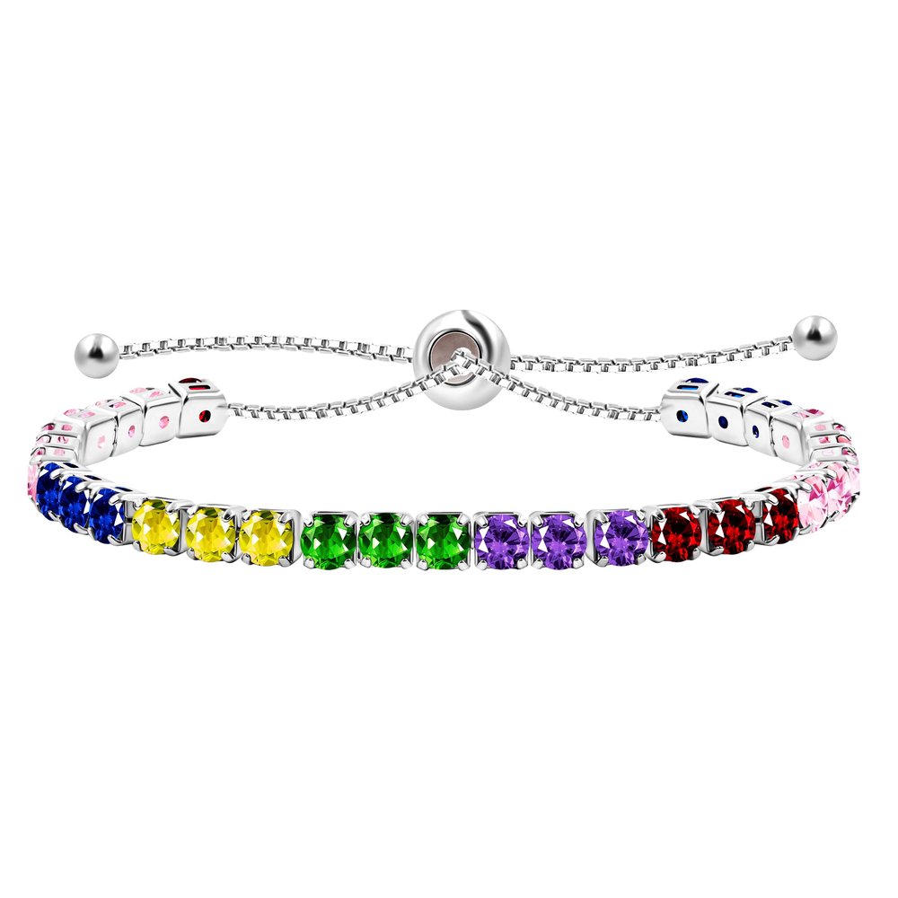 Uloveido Multicolor Cubic Zirconia Tennis Bracelet - Adjustable CZ Tennis Bangle Crystal Stylish and Sparkling Women's Fashion Jewelry YA4375 (Multi Colors)