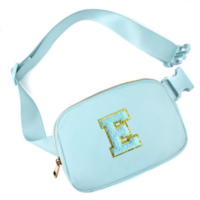 Gitus Gifts for 8 9 10 11 12 Year Old Girls Belt Bag Fanny Pack Crossbody Bags with Initial Letter Patch Cute Stuff Birthday Gifts for Teen Girls Women Personalized Trend Stuff (Icing Blue-E)