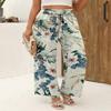 Angerella Women's Wide Leg Casual Pants Comfy Elastic Waisted Summer Beach Holiday Loose Flowy Trousers with Pockets,BeigeFlo XXL view 4