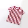 Ikevan Toddler Baby Boys Girls Striped Color Block Short Sleeve T Shirts Kids Casual (Watermelon Red, 12-18 Months) view 2