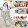 Rolanko Girls Parachute Pants, Cargo Pants for Girls Y2K Loose Jogger Trousers with Pockets Kids (Light Green, 8-10) view 4