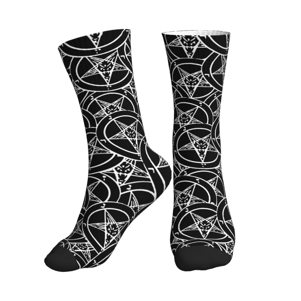 Augenstern Unisex Crew Sport Socks Satanic-Sigil-Baphomet-Pentagram Outdoor Recreation Socks