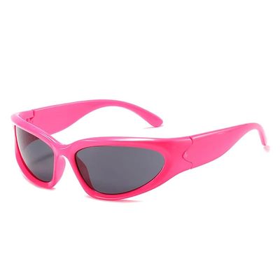 JRSMLF Retro Steam Punk Sunglasses Rectangle Outdoor Mirror Glasses Men Women Cycling Shades Sports Driving Eyewear UV400,Pink Grey,one size