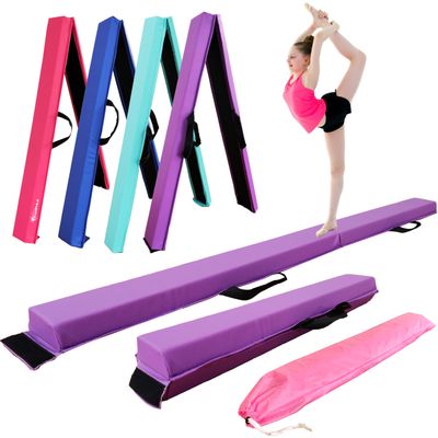 MARFULA 9FT Gymnastic Folding Balance Beam with Carry Bag for Kids Home and Clube Use