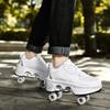 Roller Skate Shoes for Men Women, 2-in-1 Double-Row Deform Wheel Roller Skates, Boy Girl Sneakers with Removable Wheels, Indoor Outdoor Skates Shoes (White Silver, US 8.5) view 4