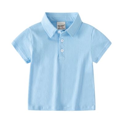Ikevan Baby and Toddler Boys Classic Short Sleeve Polo Shirt Summer Solid Color Dress Shirt Top (Light Blue, 2-3 Years)