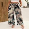 Angerella Womens Smocked Elastic Waisted Palazzo Pants Casual Wide Leg Long Lounge Pant Teacher Trousers with Pocket BeigeGreen M view 2