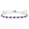 Uloveido Dainty AAA+ Cubic Zirconia CZ Classic Slider Tennis Bracelet Adjustable for Women - Silver Color Fashion Jewelry Wedding Gift YA4375 (Purple-White) view 1
