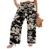 Angerella Floral Black Womens Pants Comfy Soft Capri Pants for Women Ladies Wide Leg Flowy Beach Vacation Pants for Women Ladies,S view 1