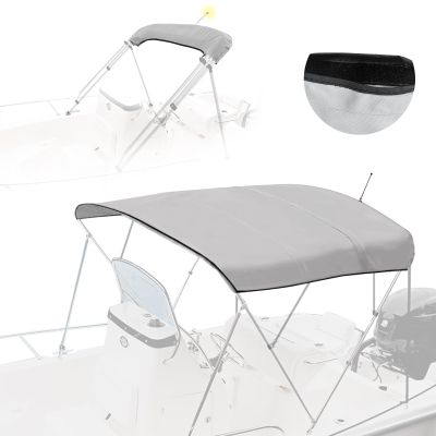 Cerumute 4 Bow Bimini Top Replacement Canvas with Stern Light Hole and Storage Boot, 900D Heavy Duty Waterproof Bimini Top Canvas Only Without Frame, 8'L 73"-78" W Grey