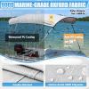 Cerumute 4 Bow Bimini Top Replacement Canvas with Stern Light Hole and Storage Boot, 900D Heavy Duty Waterproof Bimini Top Canvas Only Without Frame, 8'L 73"-78" W Grey view 2