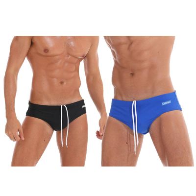 JOCKMAIL 2PACK Men's Swim Briefs Mens Swim Bikini Low-Rise Quick-Dry Swimwear with Removable Pad (US, Alpha, XX-Large, Regular, Regular, Black+Blue)