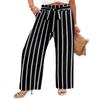 Angerella Wide Leg Pants for Women Ladies Spring Summer Loose Casual High Waist Stripe Palazzo Pants with Side Pockets,BlackStripe S view 1