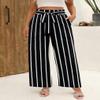 Angerella Wide Leg Pants for Women Ladies Spring Summer Loose Casual High Waist Stripe Palazzo Pants with Side Pockets,BlackStripe S view 2