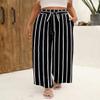Angerella Wide Leg Pants for Women Ladies Spring Summer Loose Casual High Waist Stripe Palazzo Pants with Side Pockets,BlackStripe S view 3