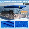 Cerumute 3 Bow Bimini Top Replacement Canvas with Stern Light Hole and Storage Boot, 900D Heavy Duty Waterproof Bimini Top Canvas Only Without Frame, 6'L 67"-72" W Blue view 2