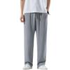 UEAUY Men's Drawstring Pants Elastic Waist Casual Summer Linen Pant Breathable Loose Jogger Yoga Pants Gray Large view 1