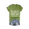 MOGUI Be Salty Stay Lit Matthew Shirt Be Salty Stay Lit Tshirt Be Salty Matthew 5 13 T Shirt Women Fun Funny Casual Loose Top Green view 1