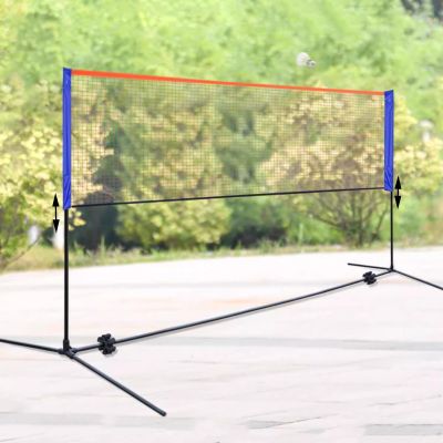 Badminton Net Stand Portable Badminton Net with Stand Pole, Backyard Garden Lawn Park Ball Game Training Machine, Adult Junior Pickleball Volleyball Tennis Net